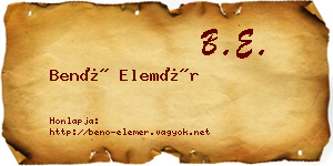 Benő Elemér névjegykártya