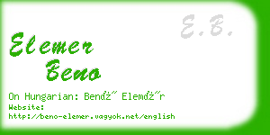 elemer beno business card